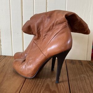 Brown Leather High Heel Boots